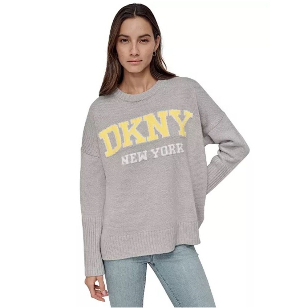 DKNY Petite Varsity Logo Crewneck Sweater